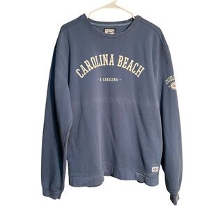 Shark Tee Crewneck Sweatshirt Blue Gray Carolina Beach NC L